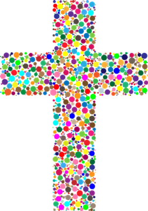 Colorful Dot Mosaic Cross PNG Image