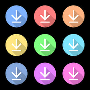 Colorful Download Icons Set PNG image with transparent background