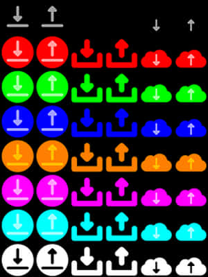 Colorful Download Upload Icons Set PNG image with transparent background