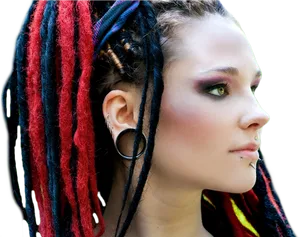 Colorful Dreadlocks Profile Portrait PNG Image