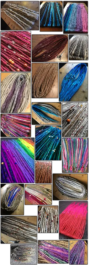 Colorful Dreadlocks Variety Collage PNG Image