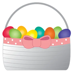 Colorful Easter Egg Basket PNG Image