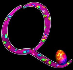 Colorful Easter Egg Letter Q PNG image with transparent background