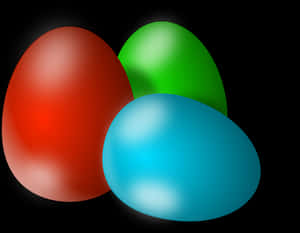 Colorful Easter Eggs Black Background PNG with transparent background
