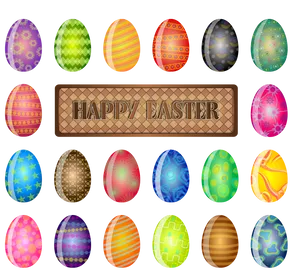 Colorful Easter Eggs Collection PNG Image