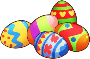 Colorful Easter Eggs Vector Illustration PNG Image