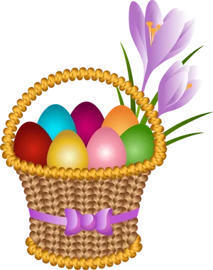 Colorful Easter Eggsin Basket PNG Image