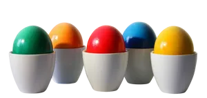 Colorful Eggsin Cupson Black Background PNG Image