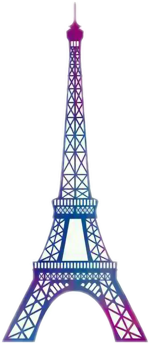 Colorful Eiffel Tower Illustration PNG Image