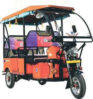 Colorful Electric Rickshaw Side View PNG Image