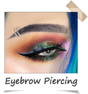 Colorful Eyebrow Piercing Makeup PNG image with transparent background
