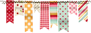 Colorful Fabric Bunting Banners PNG Image