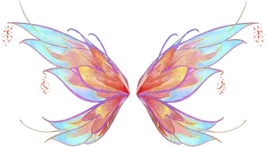 Colorful Fairy Wings Illustration PNG Image