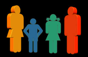 Colorful Family Silhouette Graphic PNG image with transparent background