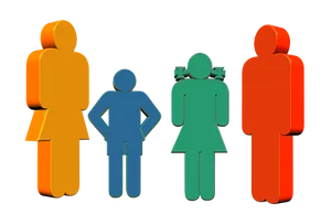 Colorful Family Silhouette Graphic PNG Image