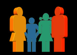 Colorful Family Silhouette Graphic PNG image with transparent background