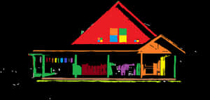 Colorful Farmhouse Vector Art PNG with transparent background