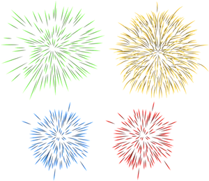 Colorful Fireworks Display Black Background PNG Image