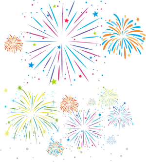 Colorful Fireworks Display PNG Image