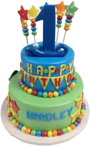 Colorful_ First_ Birthday_ Cake_ Bradley PNG Image