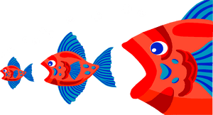 Transparent Eat Clipart - Fish Eating Fish Cartoon, HD Png Download PNG image with transparent background