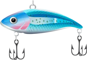 Colorful Fishing Lurewith Treble Hooks PNG Image