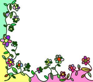 Colorful Floral Corner Border Graphic PNG image with transparent background