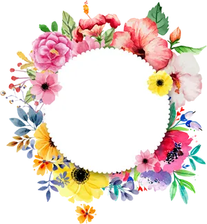 Colorful_ Floral_ Frame_ Black_ Background PNG Image