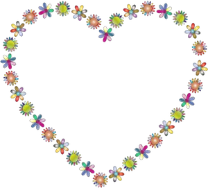 Colorful Floral Heart Frame PNG Image