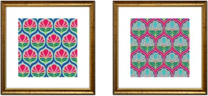 Colorful Floral Patterns Framed PNG Image