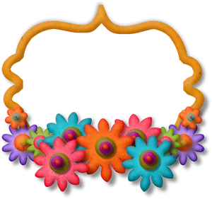 Colorful Floral Photo Frame Design PNG Image