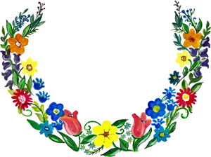 Colorful_ Floral_ Wreath_ Artwork PNG Image