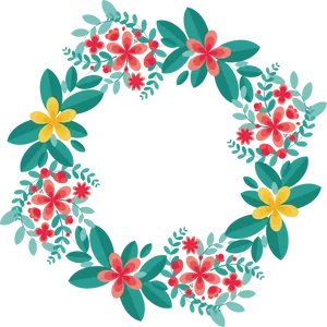 Colorful_ Floral_ Wreath_ Vector PNG Image