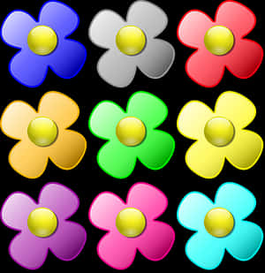 Colorful Flower Icons Set PNG image with transparent background