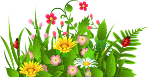 Grass Ground With Flowers And Butterflies Png Clipart - Clipart Of Spring Flowers, Transparent Png PNG