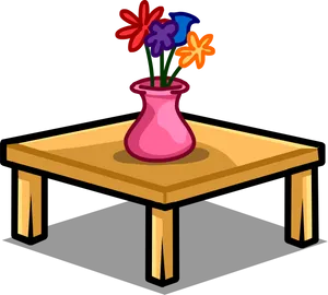 Colorful Flowerson Table Clipart PNG Image