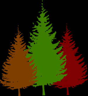 Colorful Forest Silhouettes PNG image with transparent background