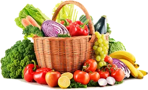 Colorful Fresh Fruitsand Vegetables Basket PNG Image