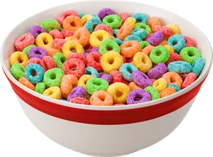 Colorful Fruit Flavored Cerealin Bowl PNG Image