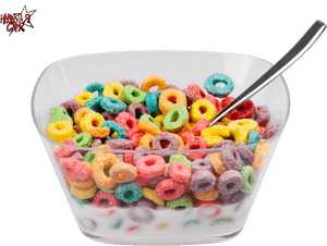 Colorful Fruit Loops Cereal Bowl PNG