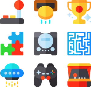 Colorful Game Icons Set PNG Image