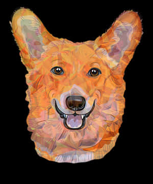 Colorful Geometric Corgi Portrait PNG with transparent background