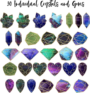 Colorful_ Geometric_ Crystals_ Collection PNG Image