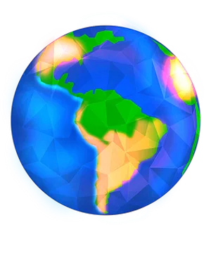 Colorful Geometric Earth Globe PNG Image