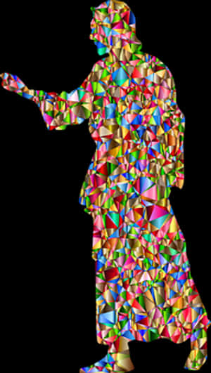Colorful Geometric Jesus Silhouette PNG image with transparent background
