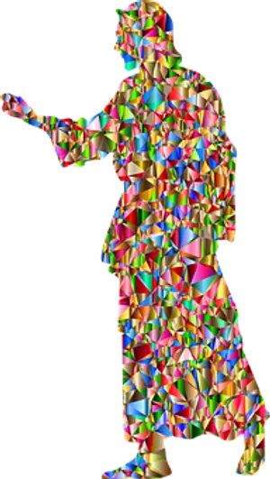 Colorful Geometric Jesus Silhouette PNG Image