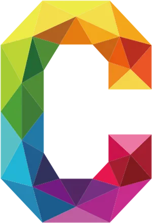 Colorful Geometric Letter C PNG Image