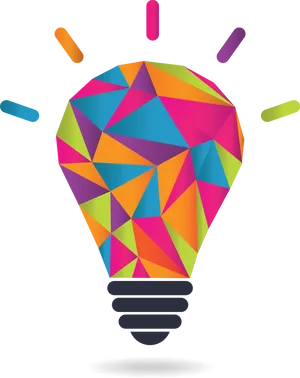 Colorful Geometric Lightbulb Idea PNG Image