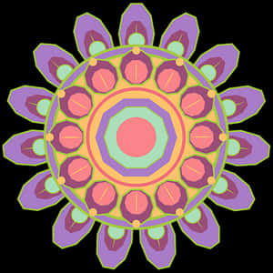 Colorful Geometric Mandala Art PNG image with transparent background