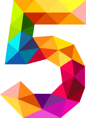 Colorful Geometric Number5 PNG Image